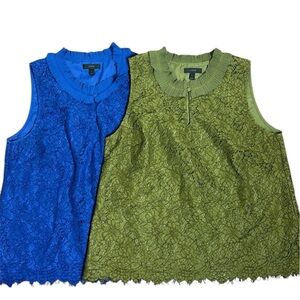 J. Crew Blue and Green Lace Blouses